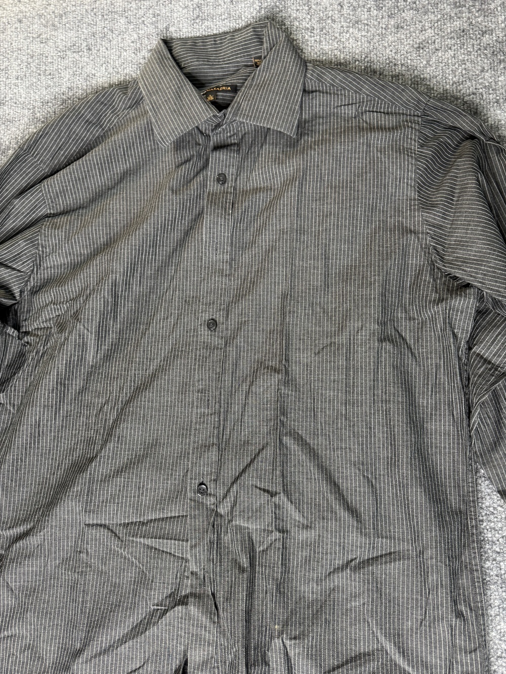 BCBGMAXAZRIA Shirt Mens L Gray Pinstripe Long Sleeve Button Up Modern Fit - Picture 5 of 14